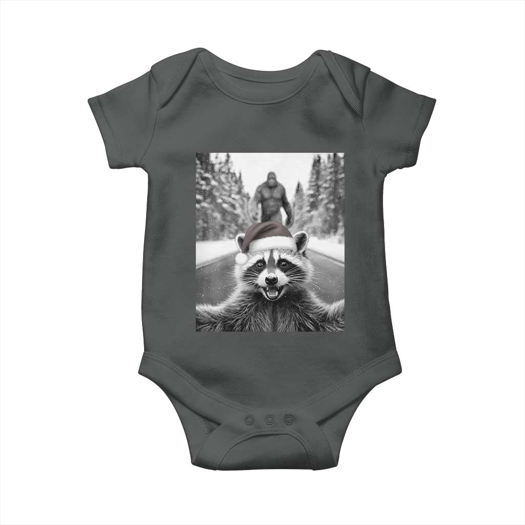 Funny Racoon With Bigfoot Selfie Christmas Baby Onesie - Wonder Print Shop