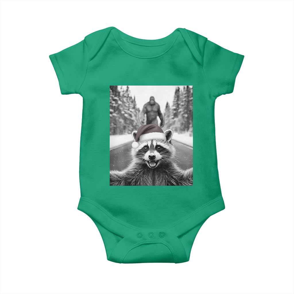 Funny Racoon With Bigfoot Selfie Christmas Baby Onesie - Wonder Print Shop