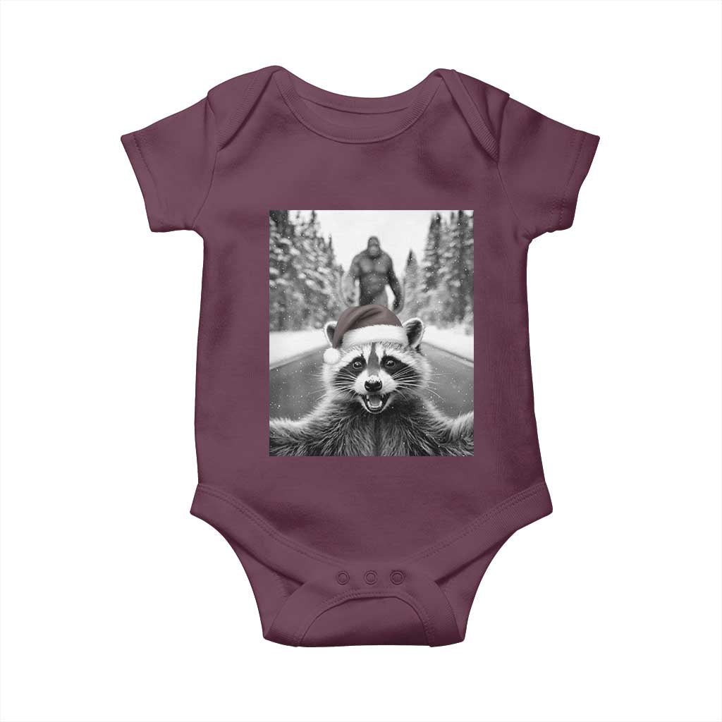 Funny Racoon With Bigfoot Selfie Christmas Baby Onesie - Wonder Print Shop