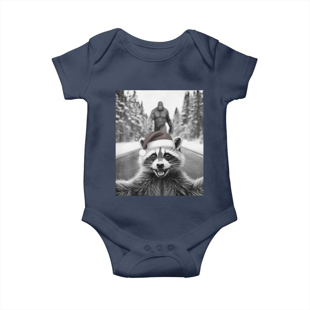 Funny Racoon With Bigfoot Selfie Christmas Baby Onesie - Wonder Print Shop