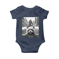 Funny Racoon With Bigfoot Selfie Christmas Baby Onesie - Wonder Print Shop