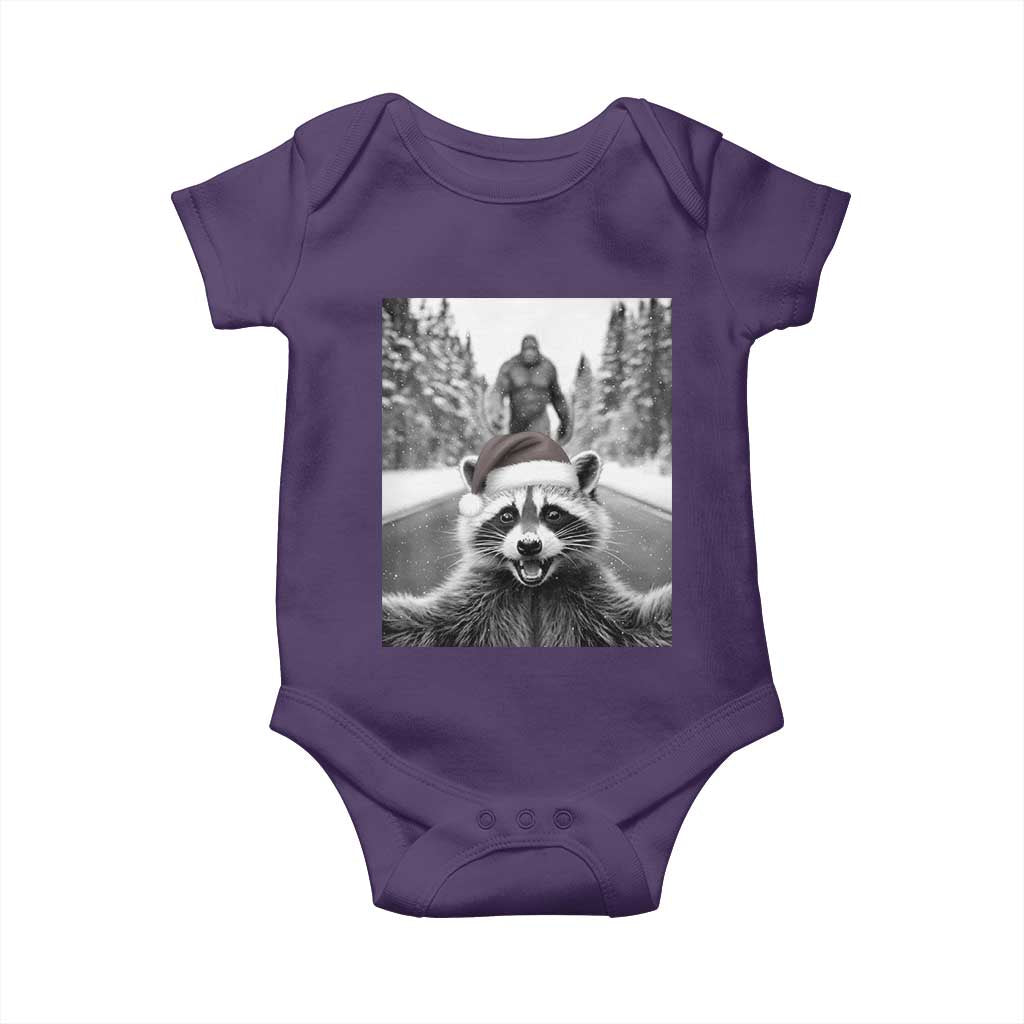 Funny Racoon With Bigfoot Selfie Christmas Baby Onesie - Wonder Print Shop