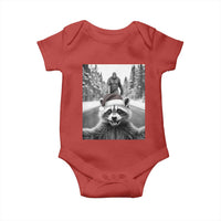 Funny Racoon With Bigfoot Selfie Christmas Baby Onesie - Wonder Print Shop