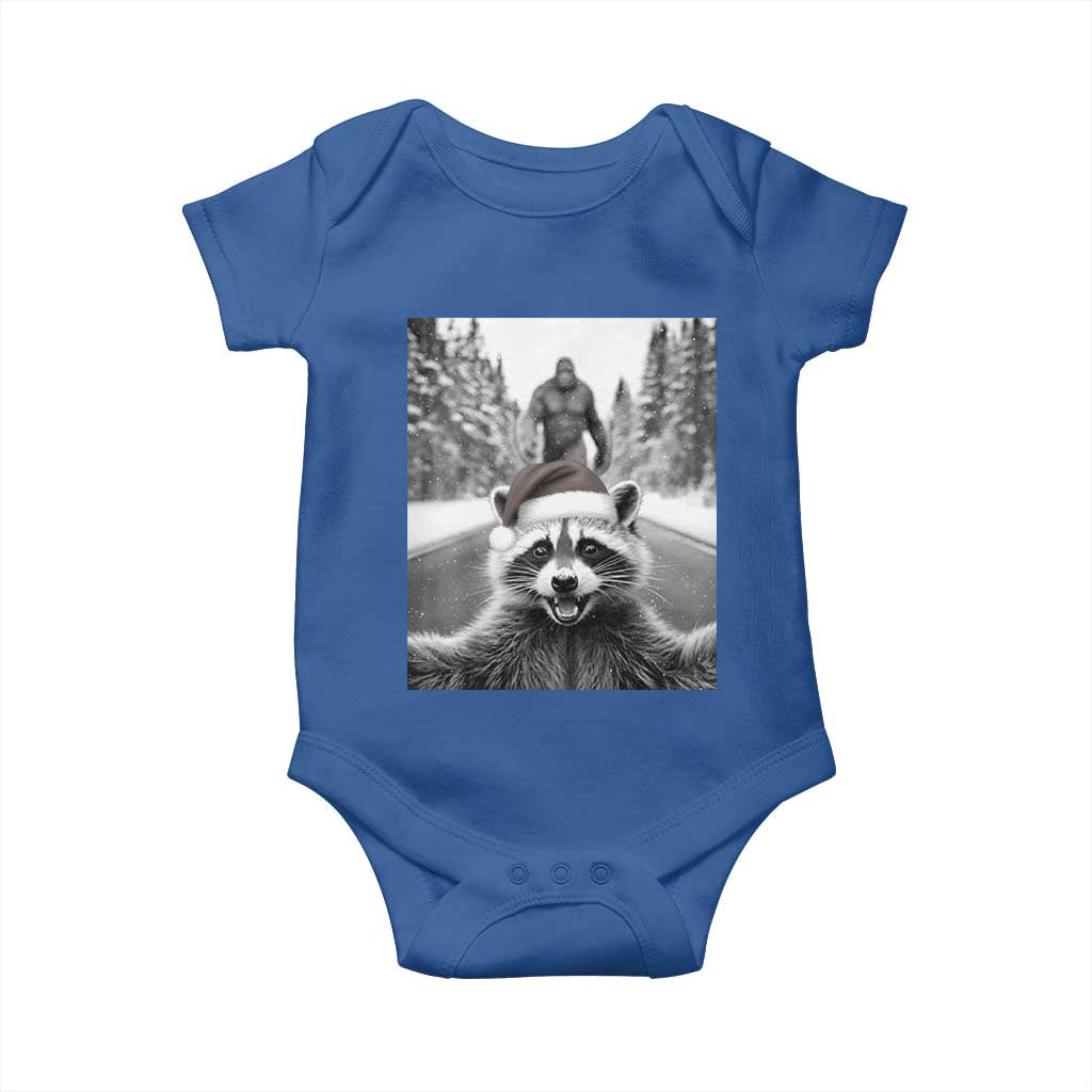 Funny Racoon With Bigfoot Selfie Christmas Baby Onesie - Wonder Print Shop