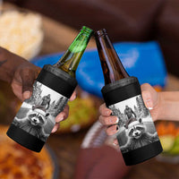 Funny Racoon With Bigfoot Selfie Christmas 4 in 1 Can Cooler Tumbler - Wonder Print Shop