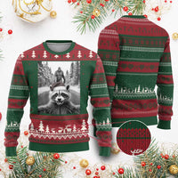 Funny Racoon With Bigfoot Selfie Xmas Ugly Christmas Sweater - Wonder Print Shop