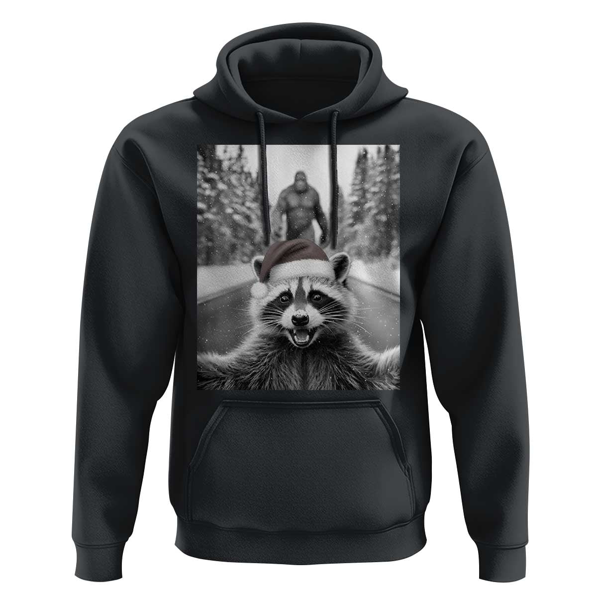 Funny Racoon With Bigfoot Selfie Christmas Hoodie - Wonder Print Shop