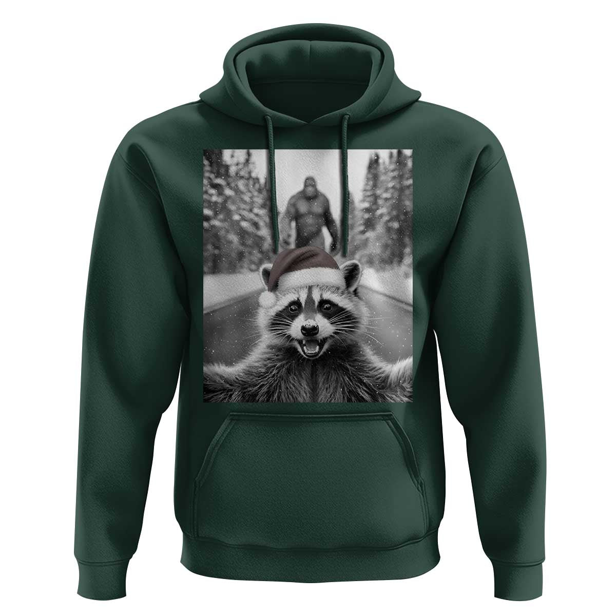 Funny Racoon With Bigfoot Selfie Christmas Hoodie - Wonder Print Shop