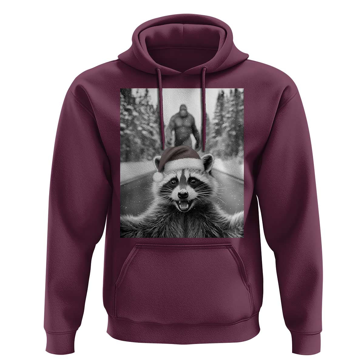 Funny Racoon With Bigfoot Selfie Christmas Hoodie - Wonder Print Shop