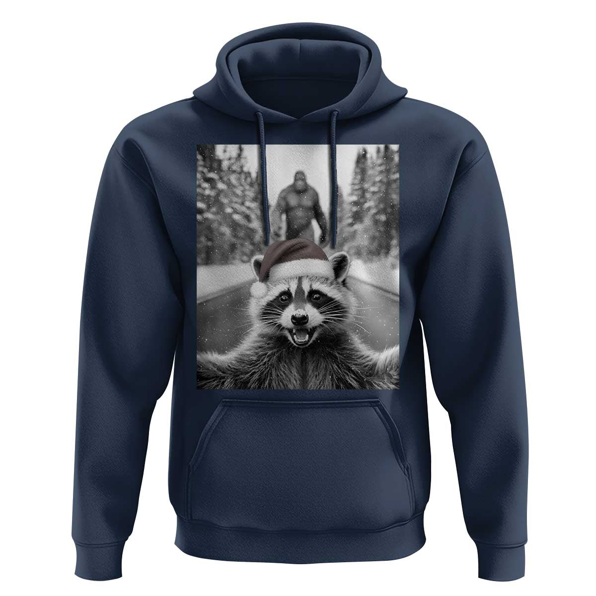 Funny Racoon With Bigfoot Selfie Christmas Hoodie - Wonder Print Shop