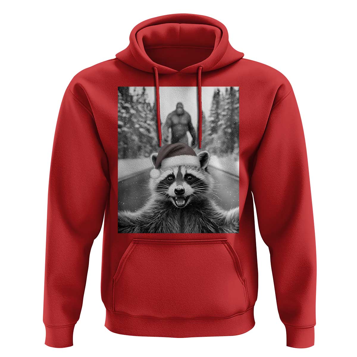 Funny Racoon With Bigfoot Selfie Christmas Hoodie - Wonder Print Shop