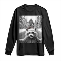 Funny Racoon With Bigfoot Selfie Christmas Long Sleeve Shirt - Wonder Print Shop