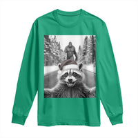 Funny Racoon With Bigfoot Selfie Christmas Long Sleeve Shirt - Wonder Print Shop