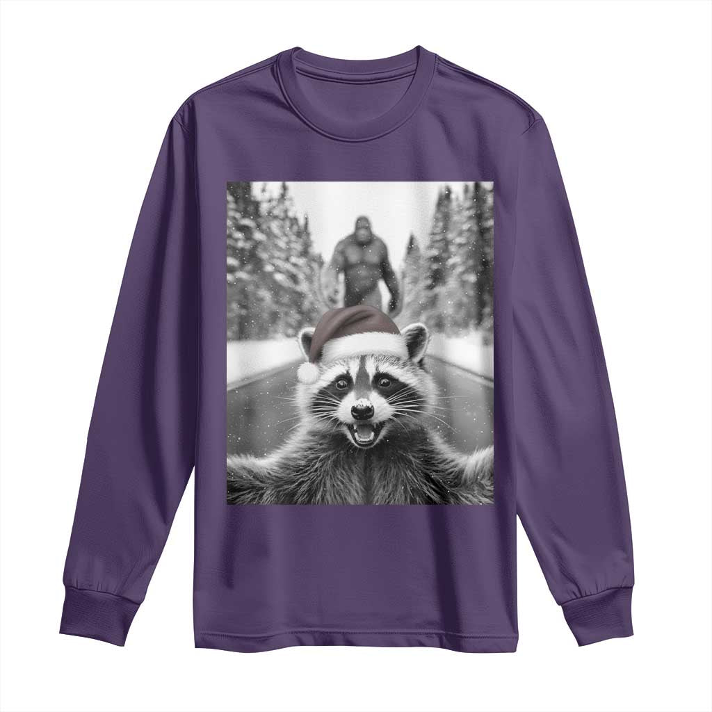 Funny Racoon With Bigfoot Selfie Christmas Long Sleeve Shirt - Wonder Print Shop