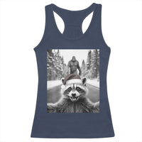 Funny Racoon With Bigfoot Selfie Christmas Racerback Tank Top - Wonder Print Shop