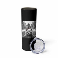 Funny Racoon With Bigfoot Selfie Christmas Skinny Tumbler - Wonder Print Shop