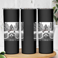 Funny Racoon With Bigfoot Selfie Christmas Skinny Tumbler - Wonder Print Shop