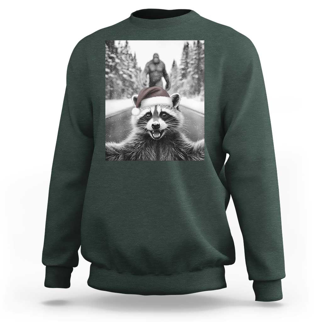 Funny Racoon With Bigfoot Selfie Christmas Sweatshirt - Wonder Print Shop