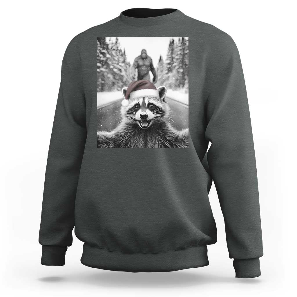 Funny Racoon With Bigfoot Selfie Christmas Sweatshirt - Wonder Print Shop