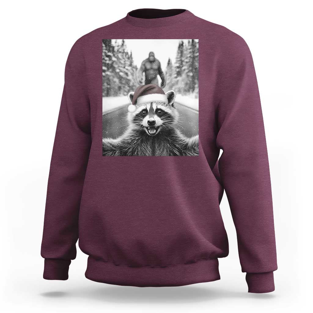 Funny Racoon With Bigfoot Selfie Christmas Sweatshirt - Wonder Print Shop
