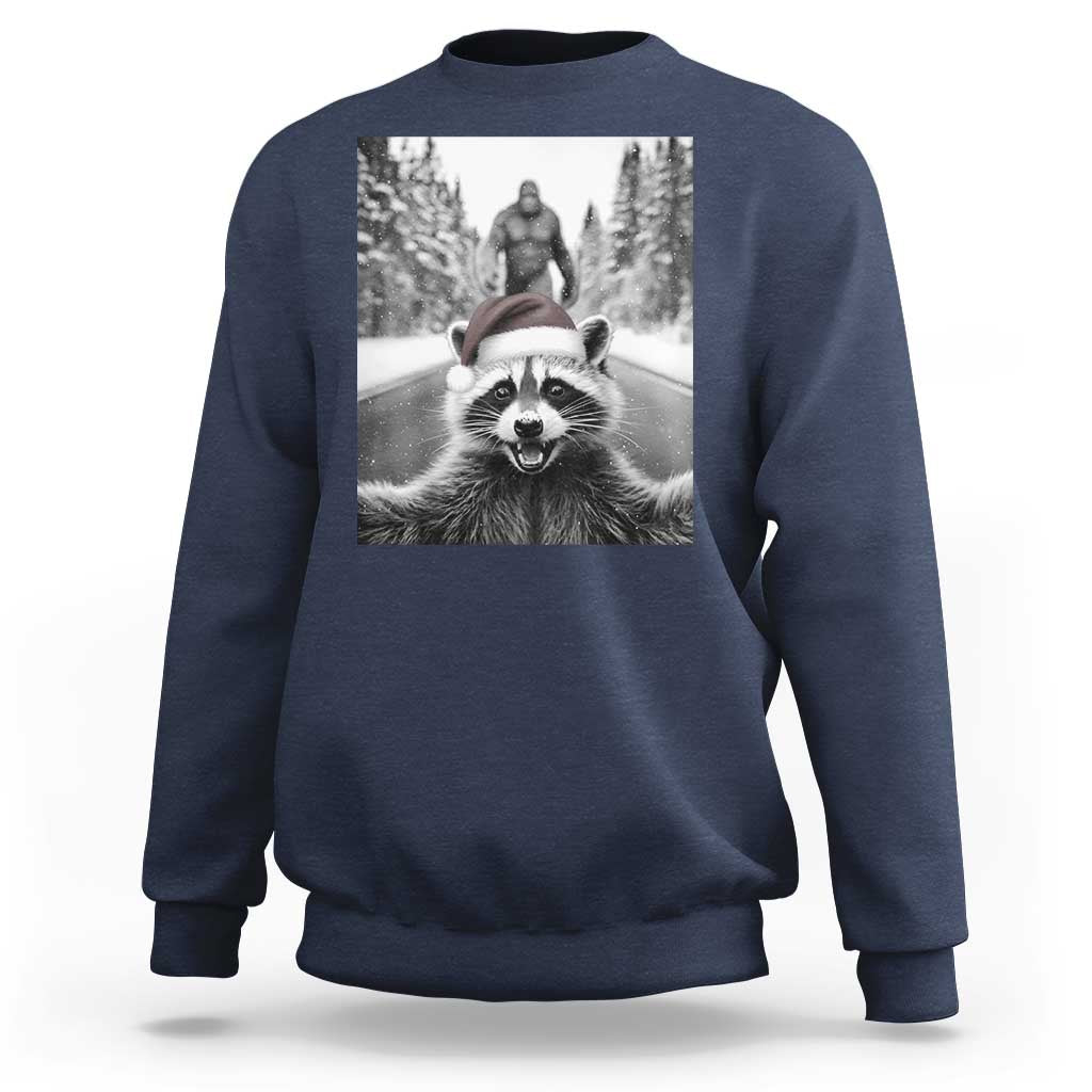 Funny Racoon With Bigfoot Selfie Christmas Sweatshirt - Wonder Print Shop