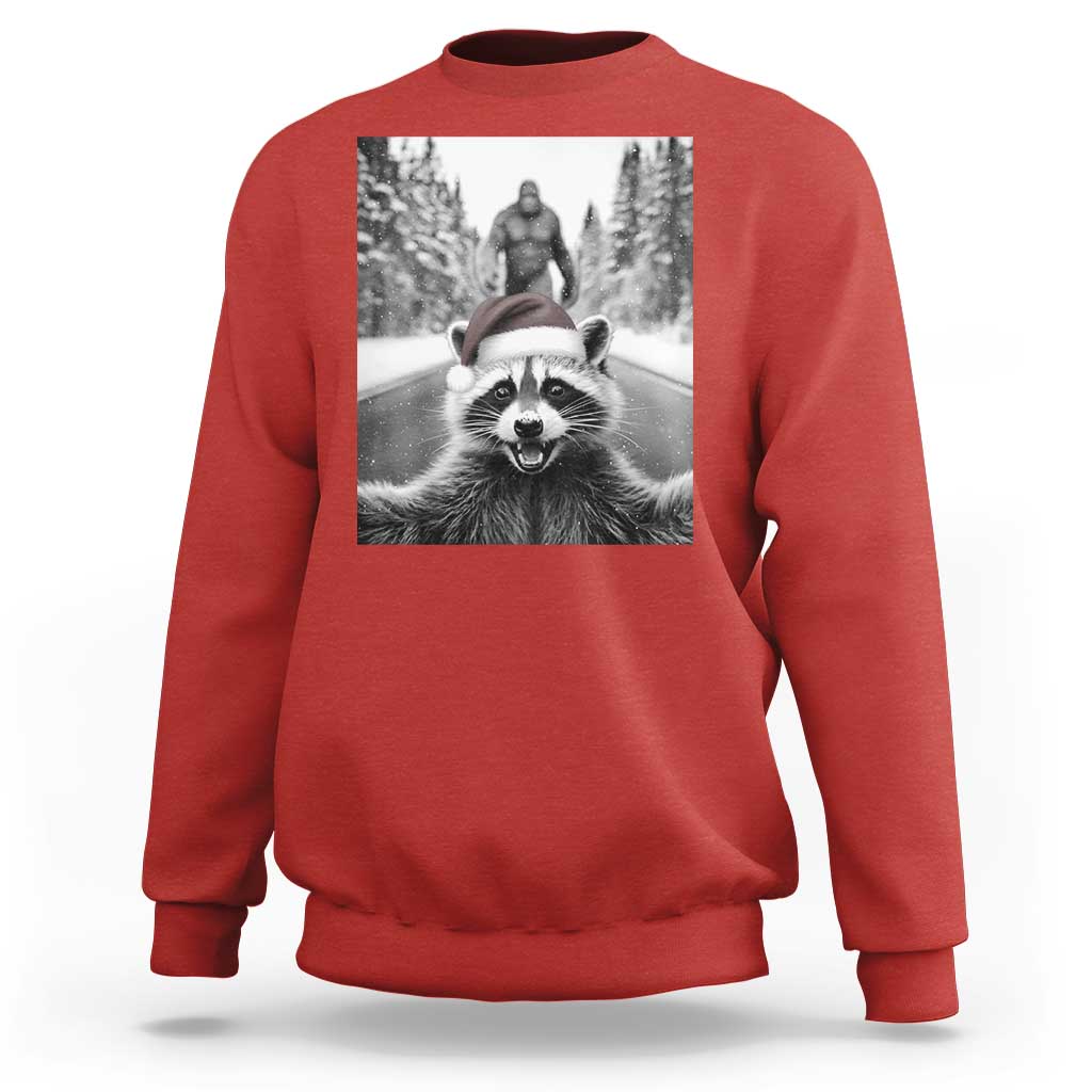 Funny Racoon With Bigfoot Selfie Christmas Sweatshirt - Wonder Print Shop
