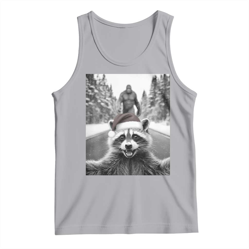 Funny Racoon With Bigfoot Selfie Christmas Tank Top - Wonder Print Shop