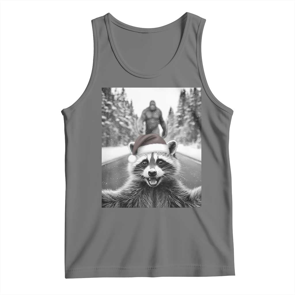 Funny Racoon With Bigfoot Selfie Christmas Tank Top - Wonder Print Shop
