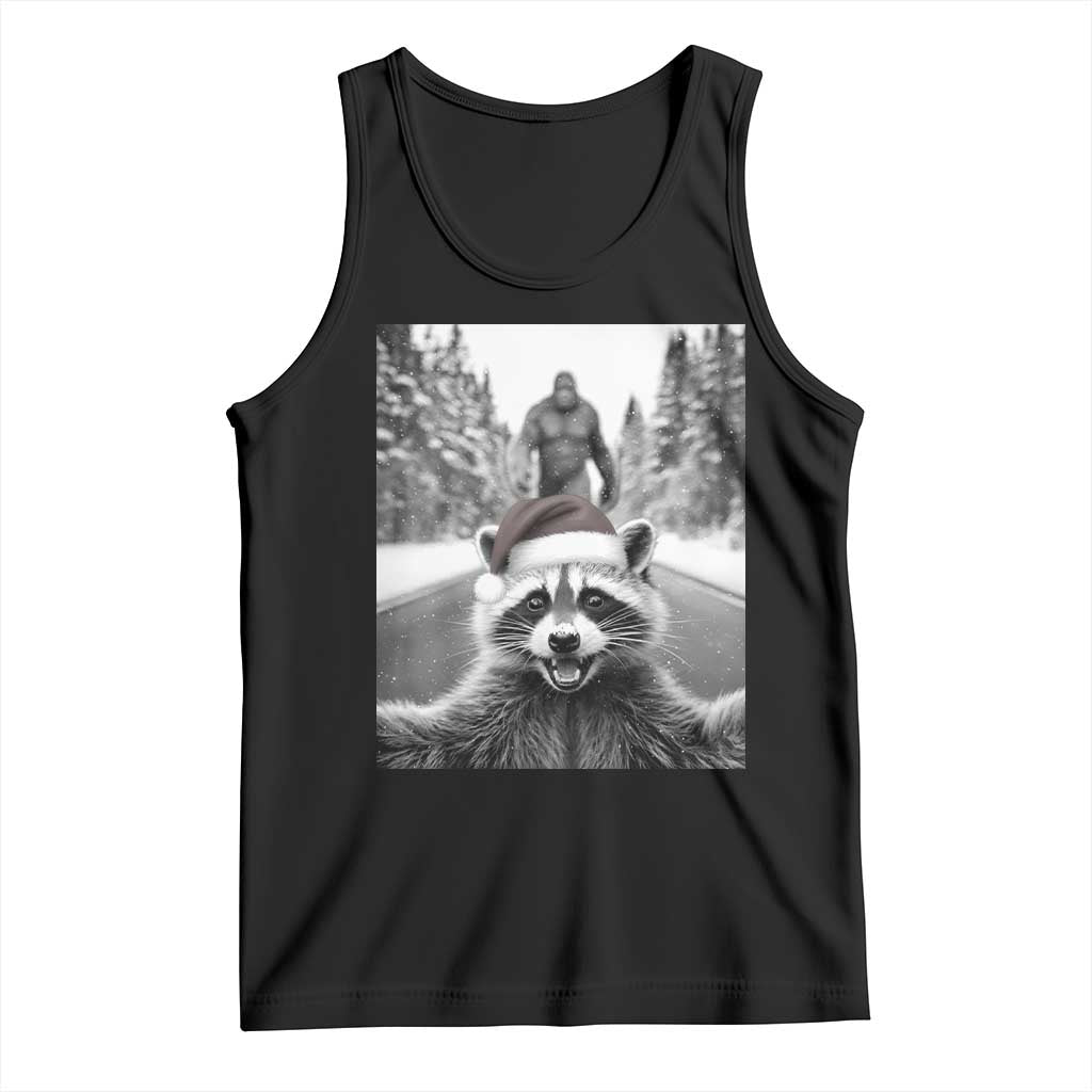 Funny Racoon With Bigfoot Selfie Christmas Tank Top - Wonder Print Shop