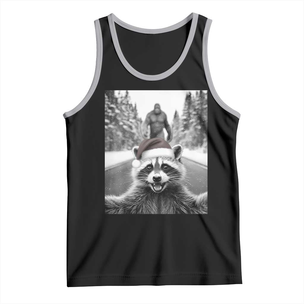 Funny Racoon With Bigfoot Selfie Christmas Tank Top - Wonder Print Shop