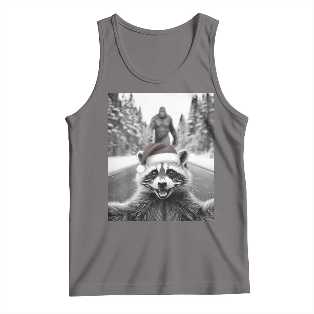 Funny Racoon With Bigfoot Selfie Christmas Tank Top - Wonder Print Shop