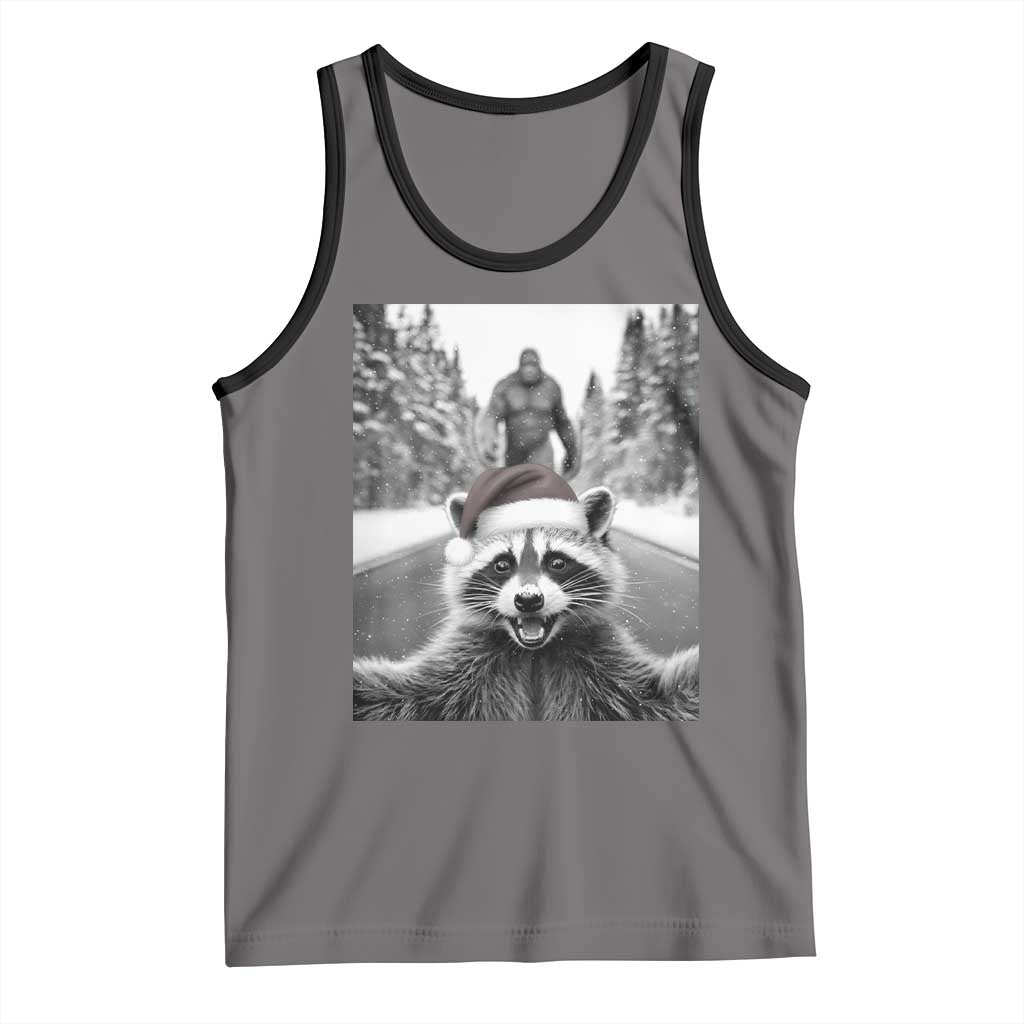Funny Racoon With Bigfoot Selfie Christmas Tank Top - Wonder Print Shop
