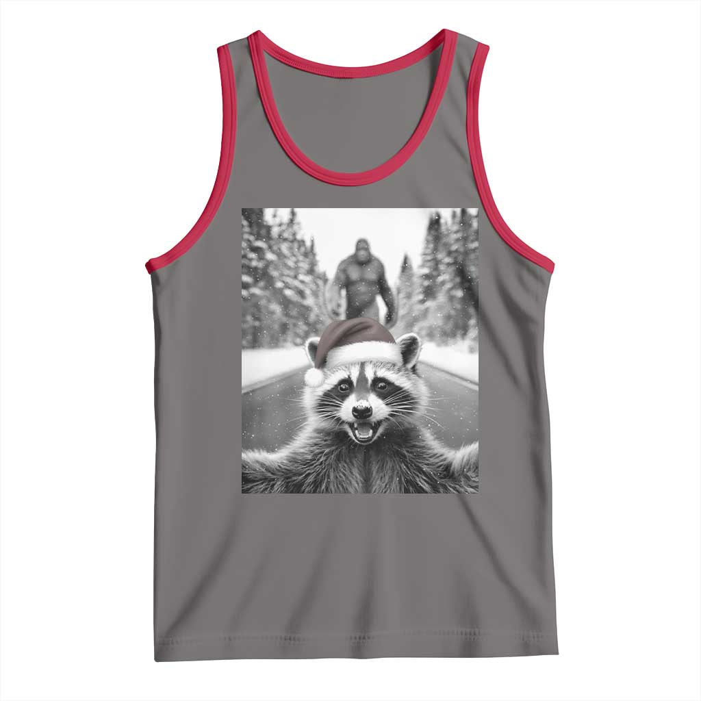 Funny Racoon With Bigfoot Selfie Christmas Tank Top - Wonder Print Shop