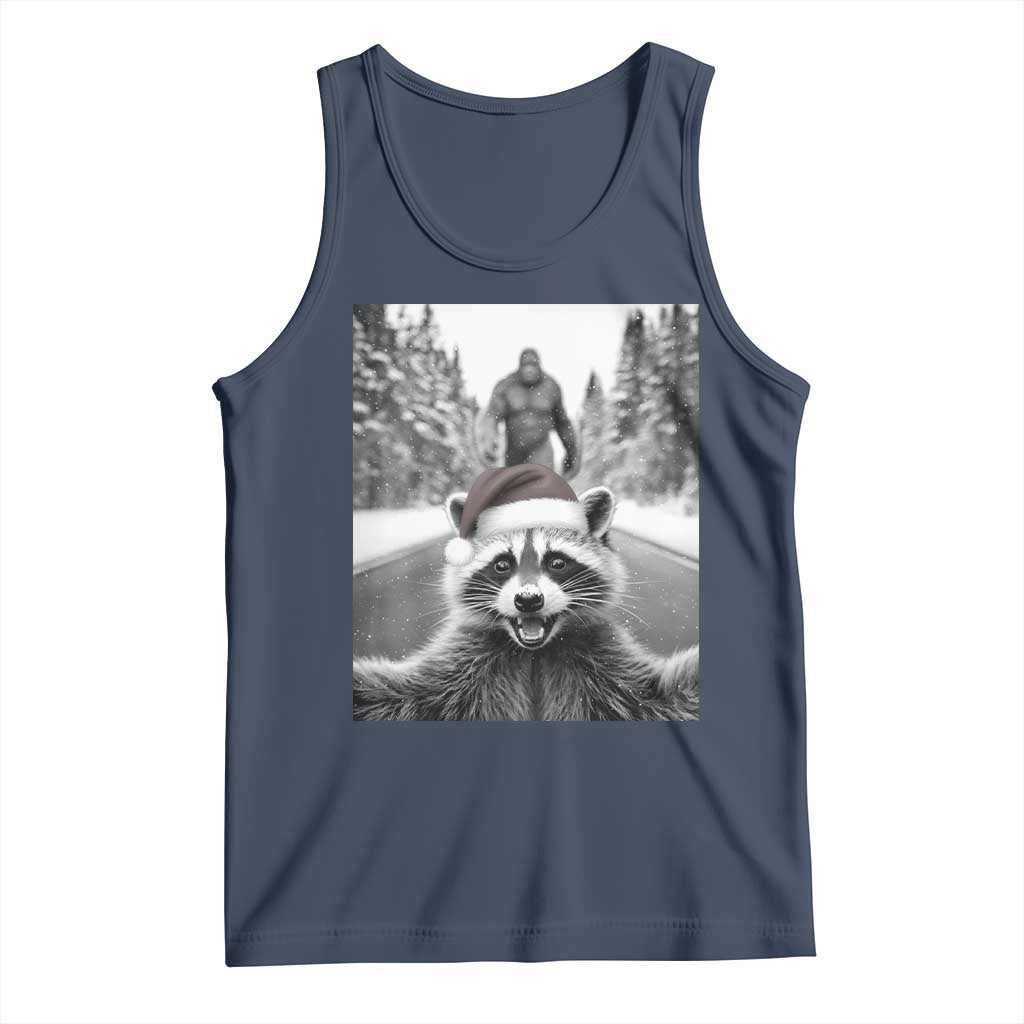 Funny Racoon With Bigfoot Selfie Christmas Tank Top - Wonder Print Shop