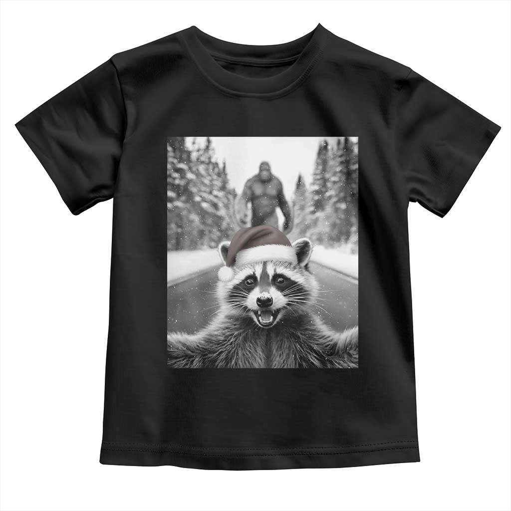 Funny Racoon With Bigfoot Selfie Christmas Toddler T Shirt - Wonder Print Shop