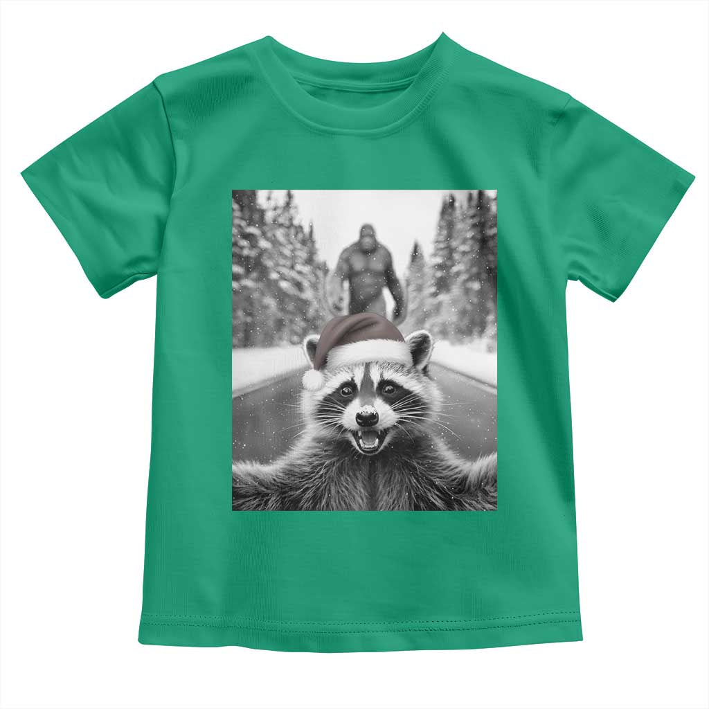 Funny Racoon With Bigfoot Selfie Christmas Toddler T Shirt - Wonder Print Shop