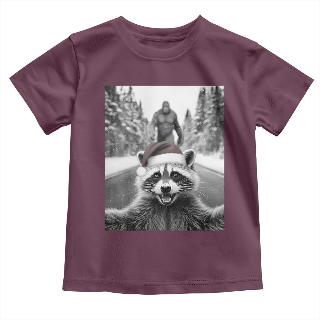 Funny Racoon With Bigfoot Selfie Christmas Toddler T Shirt - Wonder Print Shop
