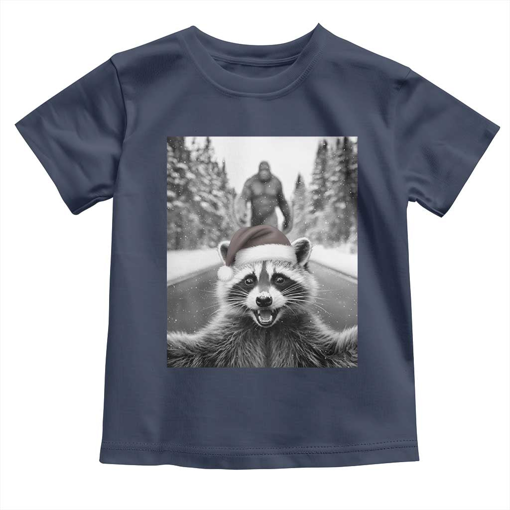 Funny Racoon With Bigfoot Selfie Christmas Toddler T Shirt - Wonder Print Shop