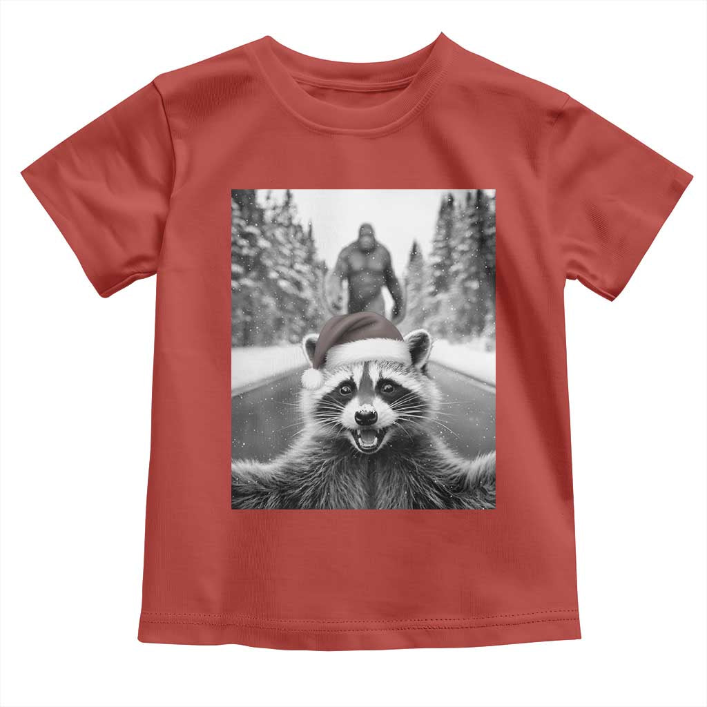 Funny Racoon With Bigfoot Selfie Christmas Toddler T Shirt - Wonder Print Shop