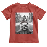 Funny Racoon With Bigfoot Selfie Christmas Toddler T Shirt - Wonder Print Shop