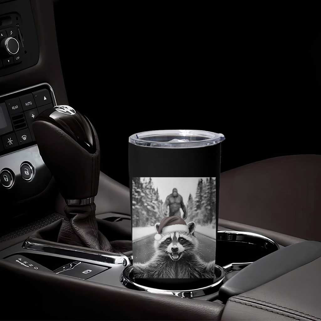 Funny Racoon With Bigfoot Selfie Christmas Tumbler Cup - Wonder Print Shop