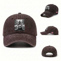 Funny Racoon With Bigfoot Selfie Christmas Washed Cotton Baseball Cap