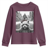 Funny Racoon With Bigfoot Selfie Christmas Youth Sweatshirt - Wonder Print Shop