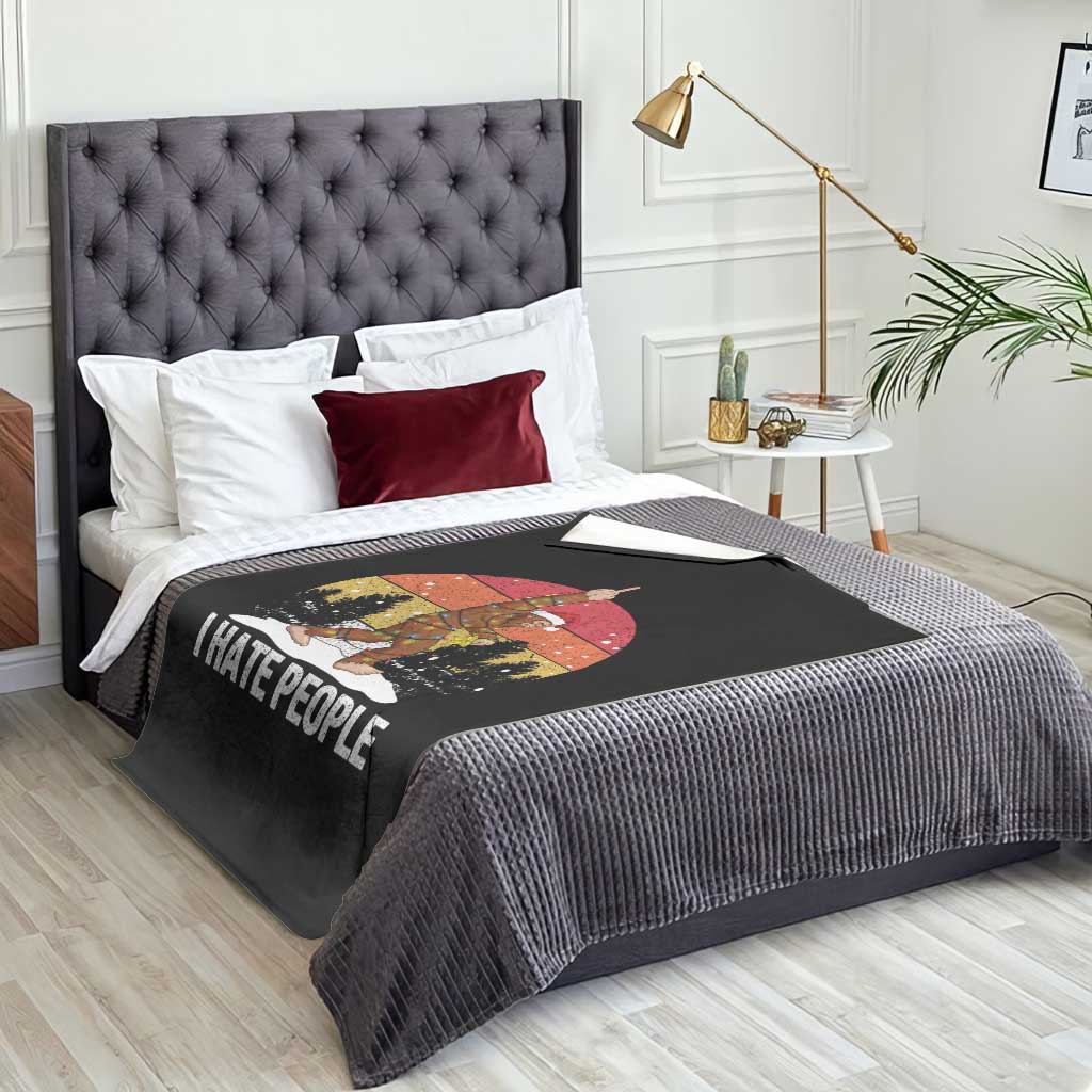Funny Bigfoot Christmas Throw Blanket I Hate People - Wonder Print Shop