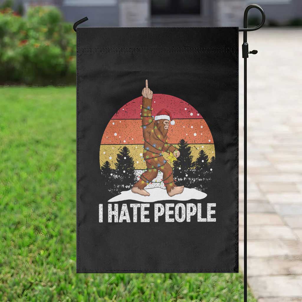 Funny Bigfoot Christmas Garden Flag I Hate People - Wonder Print Shop