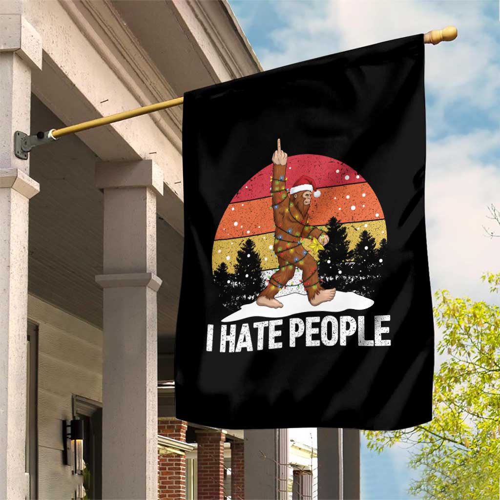 Funny Bigfoot Christmas Garden Flag I Hate People - Wonder Print Shop