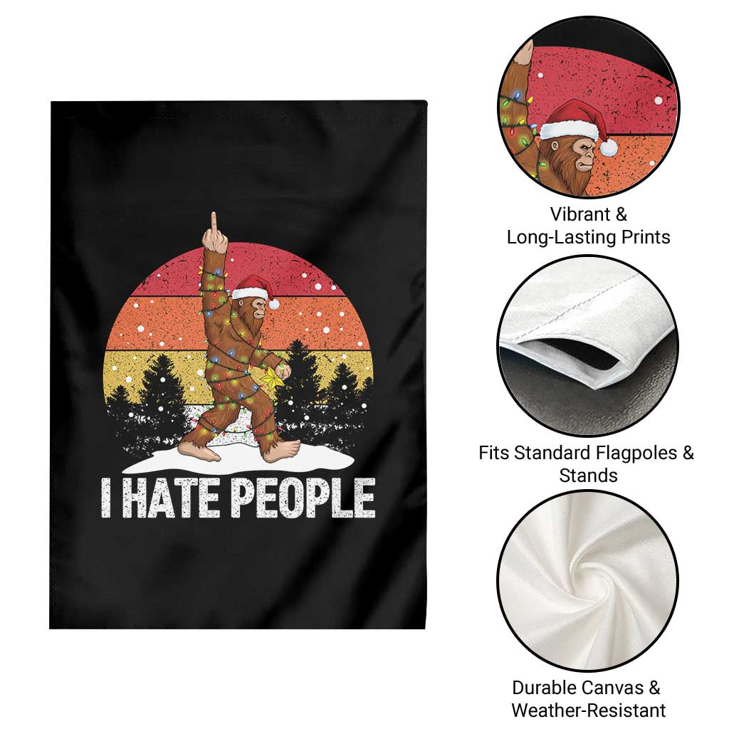 Funny Bigfoot Christmas Garden Flag I Hate People - Wonder Print Shop