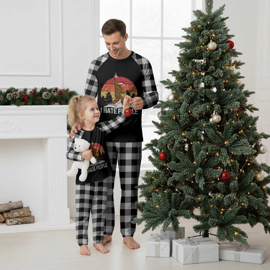 Funny Bigfoot Christmas Plaid Pajama Set I Hate People - Wonder Print Shop