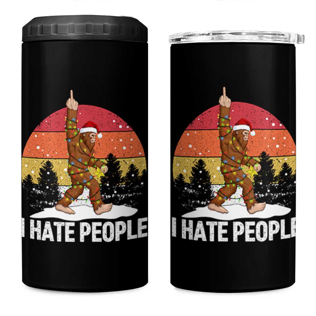 Funny Bigfoot Christmas 4 in 1 Can Cooler Tumbler I Hate People - Wonder Print Shop