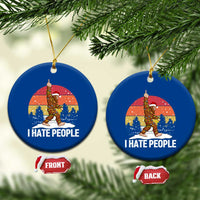 Funny Bigfoot Xmas Ceramic Ornament I Hate People - Wonder Print Shop